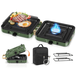 2-Burner Foldable Camping Stove with Carry Bag